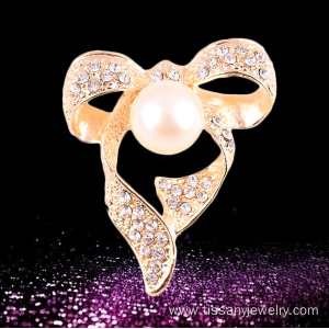 Fashion bow crystal and pearl brooches jewelry